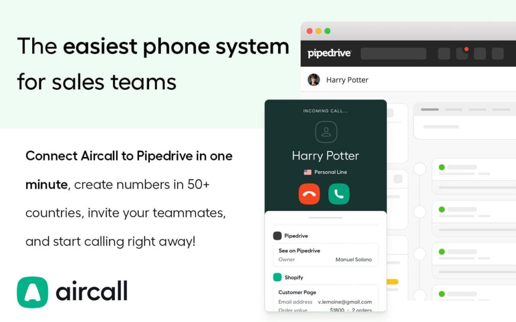 Connect Aircall to Pipedrive
