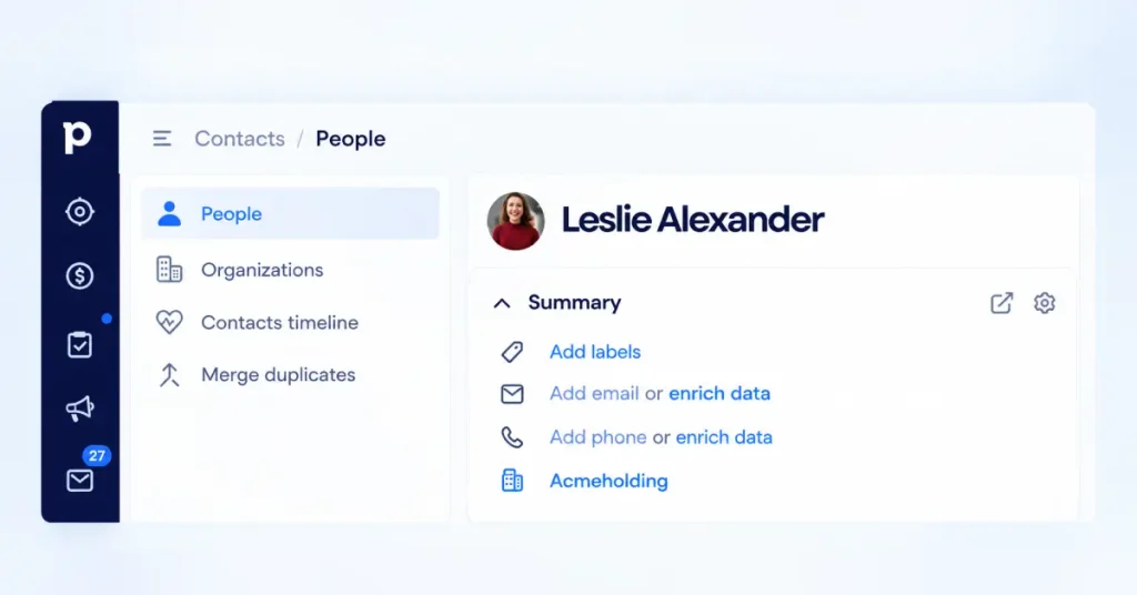 Find the Smart Contact Data Section in Pipedrive