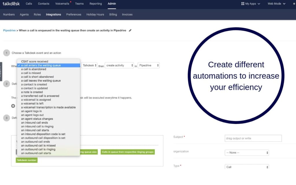 Talkdesk App for Pipedrive