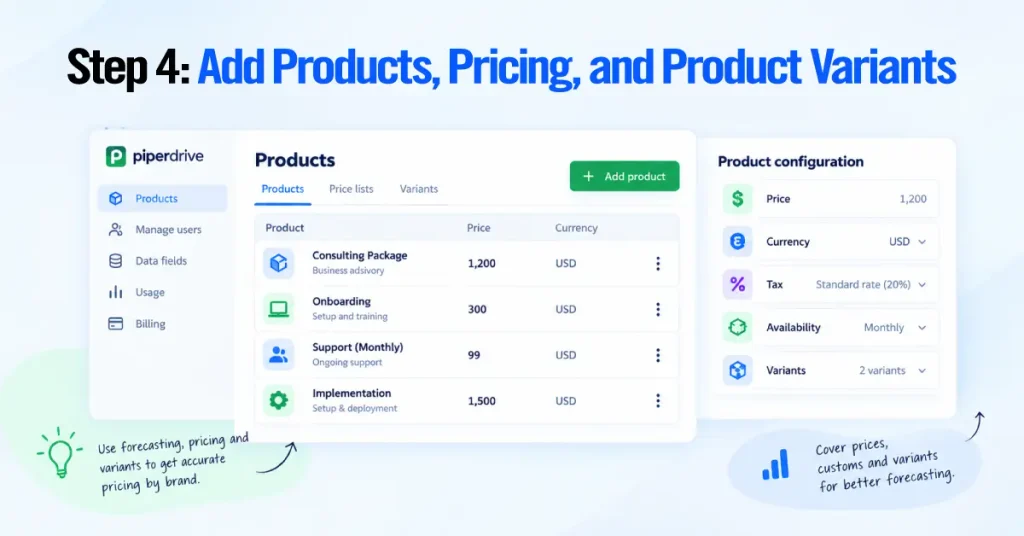 Add Products, Pricing, and Product Variants