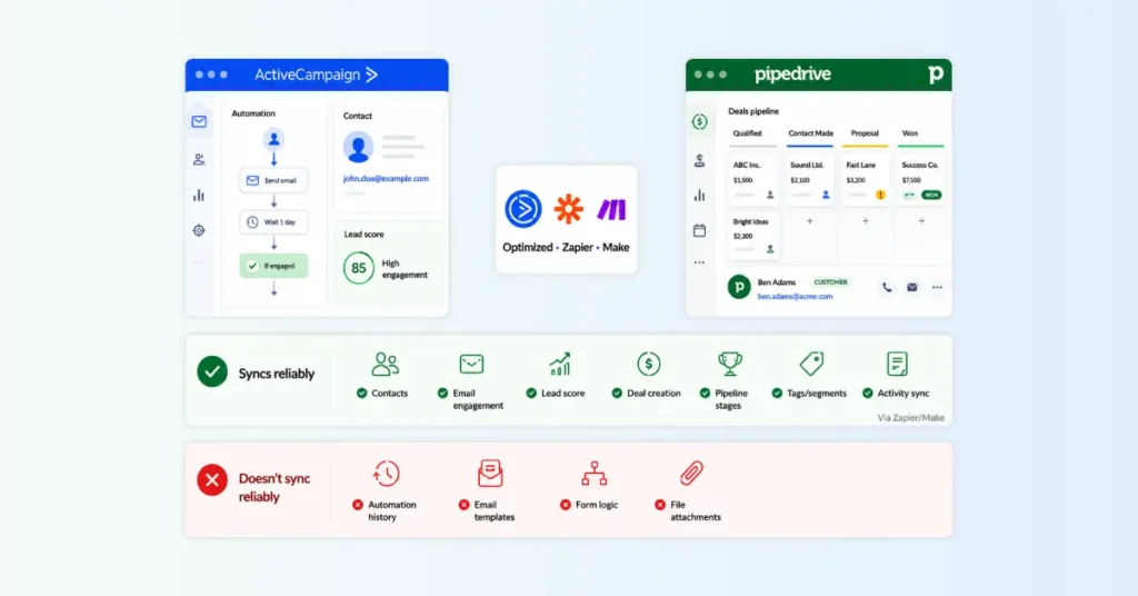 What Syncs Between Them (via Outfunnel or Zapier)
