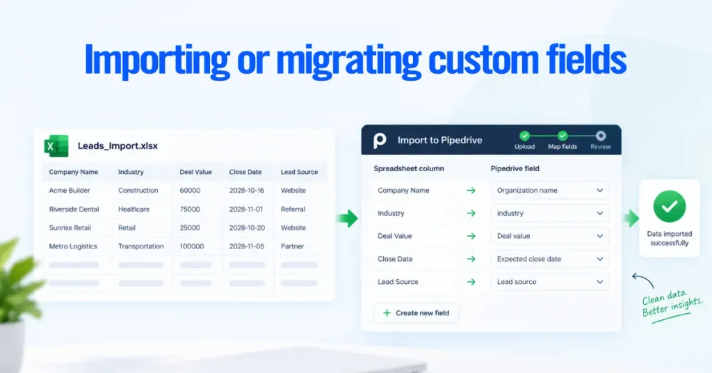 Importing or migrating custom fields